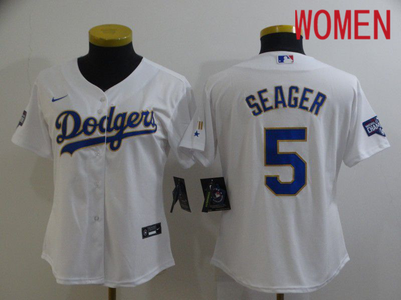Women Los Angeles Dodgers #5 Seager White Game 2021 Nike MLB Jersey->women mlb jersey->Women Jersey